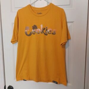 Cookies SF Mens Mustard Yellow Graphic Logo Palm Tree Sunset T-Shirt Large